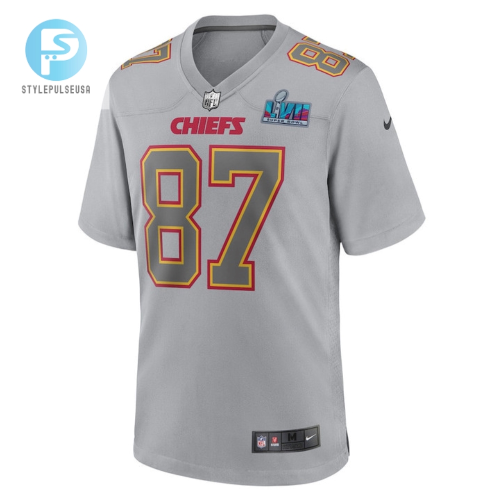 Travis Kelce 87 Kansas City Chiefs Youth Super Bowl Lvii Patch Atmosphere Fashion Game Jersey  Gray 