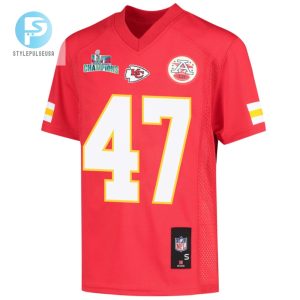 Darius Harris 47 Kansas City Chiefs Super Bowl Lvii Champions Youth Game Jersey Red stylepulseusa 1 2