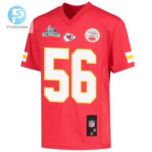 George Karlaftis 56 Kansas City Chiefs Super Bowl Lvii Champions Youth Game Jersey Red stylepulseusa 1 2