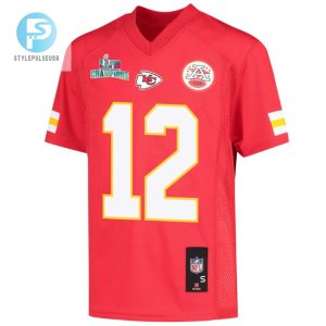 Shane Buechele 12 Kansas City Chiefs Super Bowl Lvii Champions Youth Game Jersey Red stylepulseusa 1 2