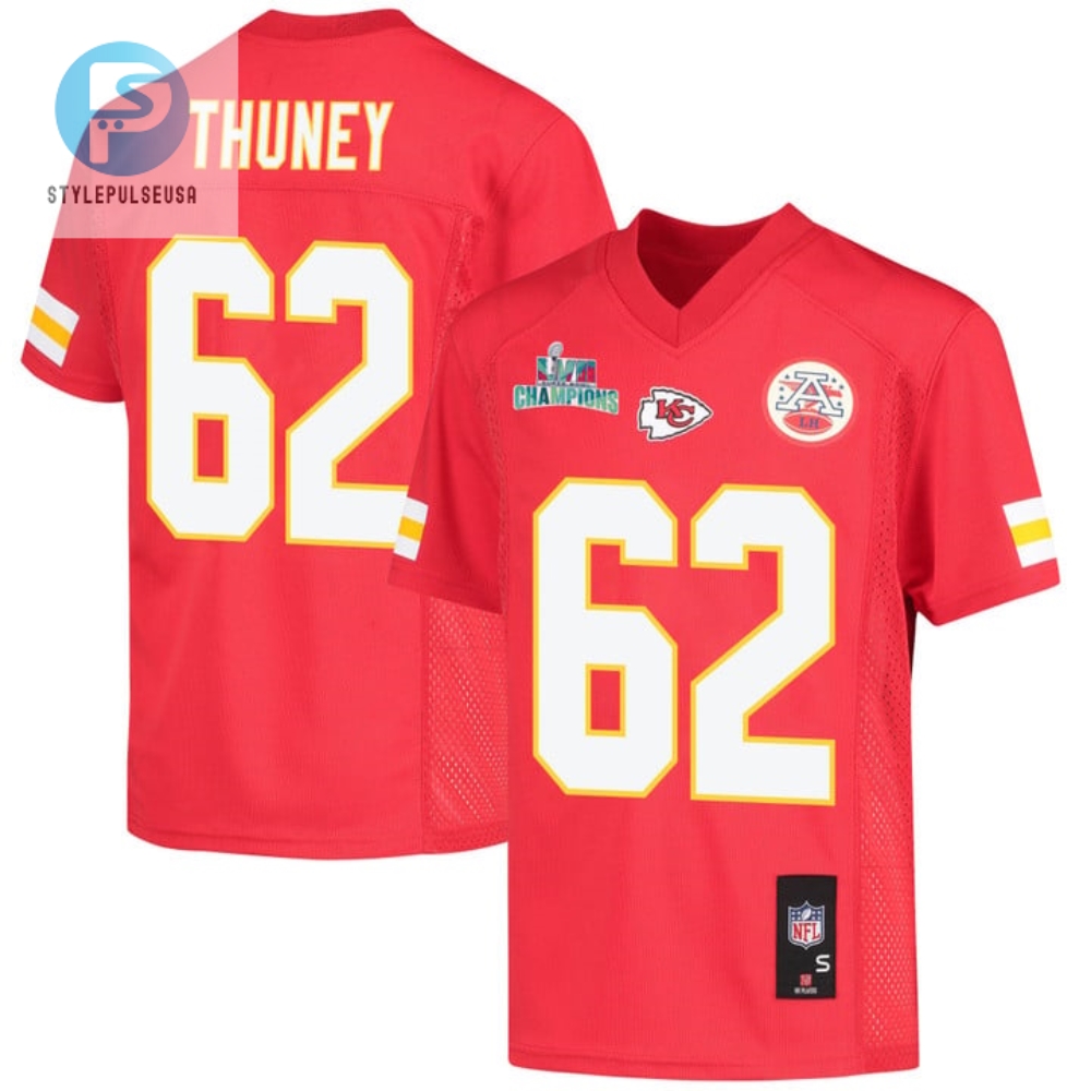 Joe Thuney 62 Kansas City Chiefs Super Bowl Lvii Champions Youth Game Jersey Red stylepulseusa 1