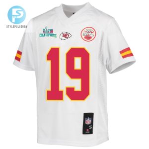 Kadarius Toney 19 Kansas City Chiefs Super Bowl Lvii Champions Youth Game Jersey White stylepulseusa 1 2