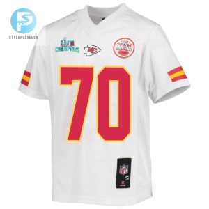 Prince Tega Wanogho 70 Kansas City Chiefs Super Bowl Lvii Champions Youth Game Jersey White stylepulseusa 1 2