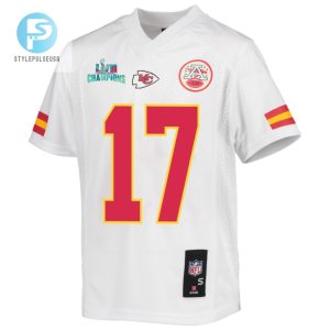 Mecole Hardman 17 Kansas City Chiefs Super Bowl Lvii Champions Youth Game Jersey White stylepulseusa 1 2