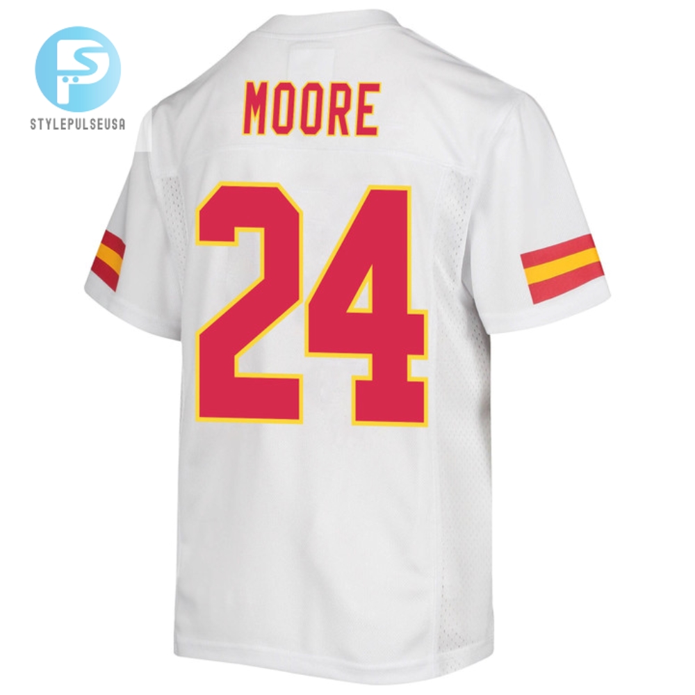 Skyy Moore 24 Kansas City Chiefs Super Bowl Lvii Champions Youth Game Jersey  White 