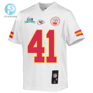 James Winchester 41 Kansas City Chiefs Super Bowl Lvii Champions Youth Game Jersey White stylepulseusa 1 2