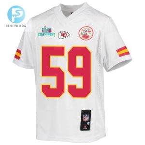 Joshua Kaindoh 59 Kansas City Chiefs Super Bowl Lvii Champions Youth Game Jersey White stylepulseusa 1 2