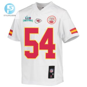 Leo Chenal 54 Kansas City Chiefs Super Bowl Lvii Champions Youth Game Jersey White stylepulseusa 1 2