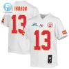 Nazeeh Johnson 13 Kansas City Chiefs Super Bowl Lvii Champions Youth Game Jersey White stylepulseusa 1