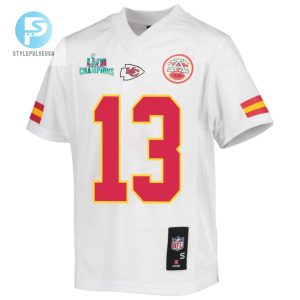 Nazeeh Johnson 13 Kansas City Chiefs Super Bowl Lvii Champions Youth Game Jersey White stylepulseusa 1 2