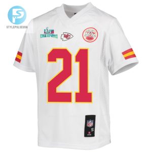 Trent Mcduffie 21 Kansas City Chiefs Super Bowl Lvii Champions Youth Game Jersey White stylepulseusa 1 2