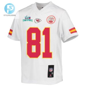 Blake Bell 81 Kansas City Chiefs Super Bowl Lvii Champions Youth Game Jersey White stylepulseusa 1 2