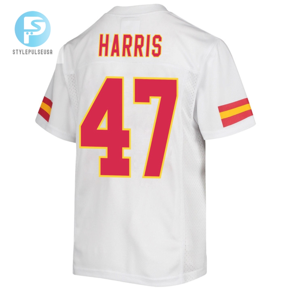 Darius Harris 47 Kansas City Chiefs Super Bowl Lvii Champions Youth Game Jersey  White 