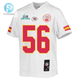 George Karlaftis 56 Kansas City Chiefs Super Bowl Lvii Champions Youth Game Jersey White stylepulseusa 1 2