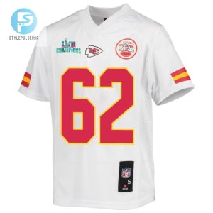 Joe Thuney 62 Kansas City Chiefs Super Bowl Lvii Champions Youth Game Jersey White stylepulseusa 1 2