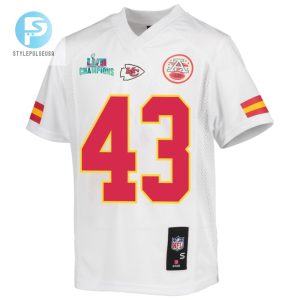 Jack Cochrane 43 Kansas City Chiefs Super Bowl Lvii Champions Youth Game Jersey White stylepulseusa 1 2