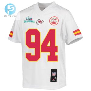 Malik Herring 94 Kansas City Chiefs Super Bowl Lvii Champions Youth Game Jersey White stylepulseusa 1 2