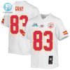 Noah Gray 83 Kansas City Chiefs Super Bowl Lvii Champions Youth Game Jersey White stylepulseusa 1