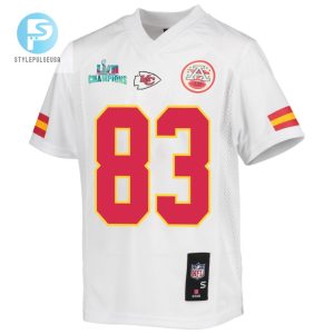 Noah Gray 83 Kansas City Chiefs Super Bowl Lvii Champions Youth Game Jersey White stylepulseusa 1 2