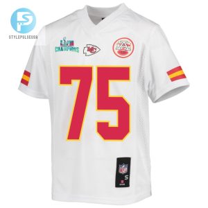 Darian Kinnard 75 Kansas City Chiefs Super Bowl Lvii Champions Youth Game Jersey White stylepulseusa 1 2