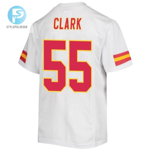 Frank Clark 55 Kansas City Chiefs Super Bowl Lvii Champions Youth Game Jersey White stylepulseusa 1 1