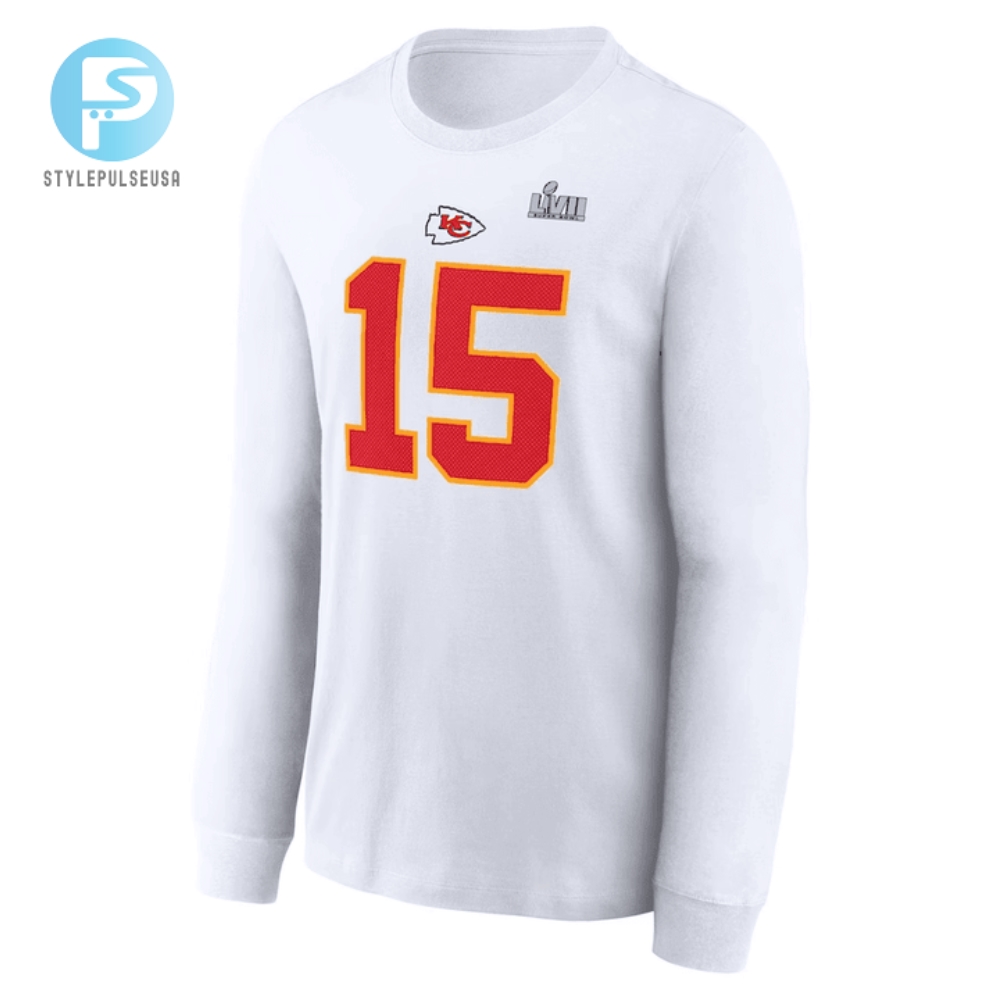 Patrick Mahomes Kansas City Chiefs Super Bowl Lvii Long Sleeve Tshirt  White 