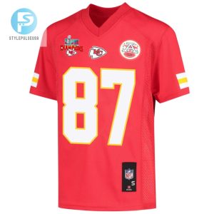 Travis Kelce 87 Kansas City Chiefs Super Bowl Lvii Champions 3 Stars Youth Game Jersey Red stylepulseusa 1 2