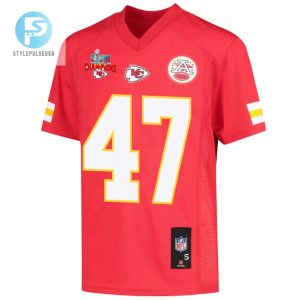 Darius Harris 47 Kansas City Chiefs Super Bowl Lvii Champions 3 Stars Youth Game Jersey Red stylepulseusa 1 2