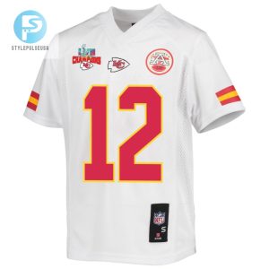 Shane Buechele 12 Kansas City Chiefs Super Bowl Lvii Champions 3 Stars Youth Game Jersey White stylepulseusa 1 2