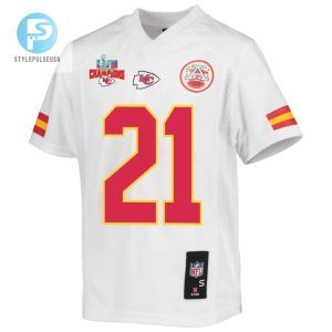 Trent Mcduffie 21 Kansas City Chiefs Super Bowl Lvii Champions 3 Stars Youth Game Jersey White stylepulseusa 1 2