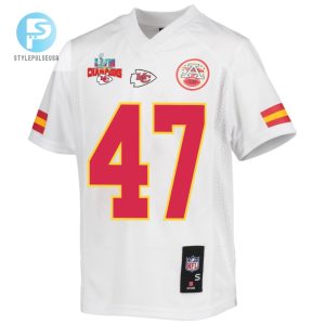 Darius Harris 47 Kansas City Chiefs Super Bowl Lvii Champions 3 Stars Youth Game Jersey White stylepulseusa 1 2