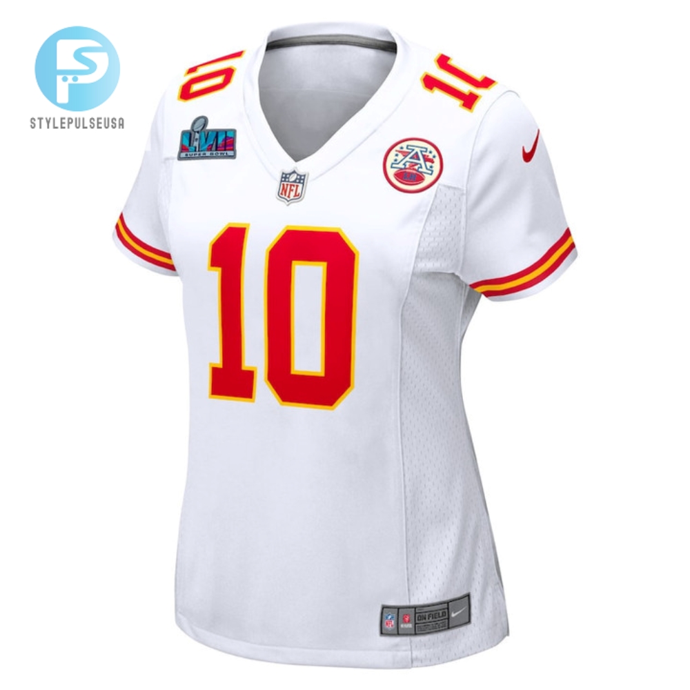 Isiah Pacheco 10 Kansas City Chiefs Womens Super Bowl Lvii Patch Away Game Jersey  White 