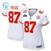 Travis Kelce 87 Kansas City Chiefs Womens Super Bowl Lvii Patch Away Game Jersey White stylepulseusa 1