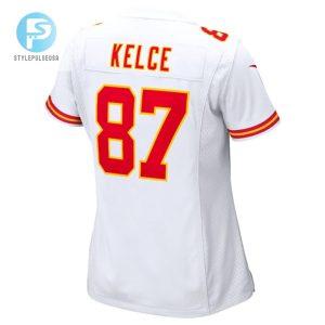 Travis Kelce 87 Kansas City Chiefs Womens Super Bowl Lvii Patch Away Game Jersey White stylepulseusa 1 2