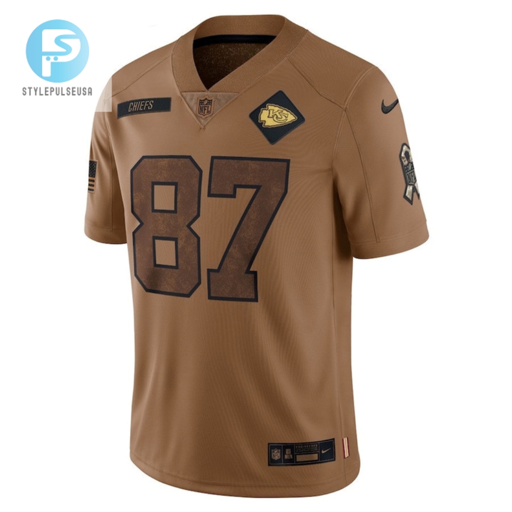 Travis Kelce 87 Kansas City Chiefs 2023 Salute To Service Limited Jersey  Brown 