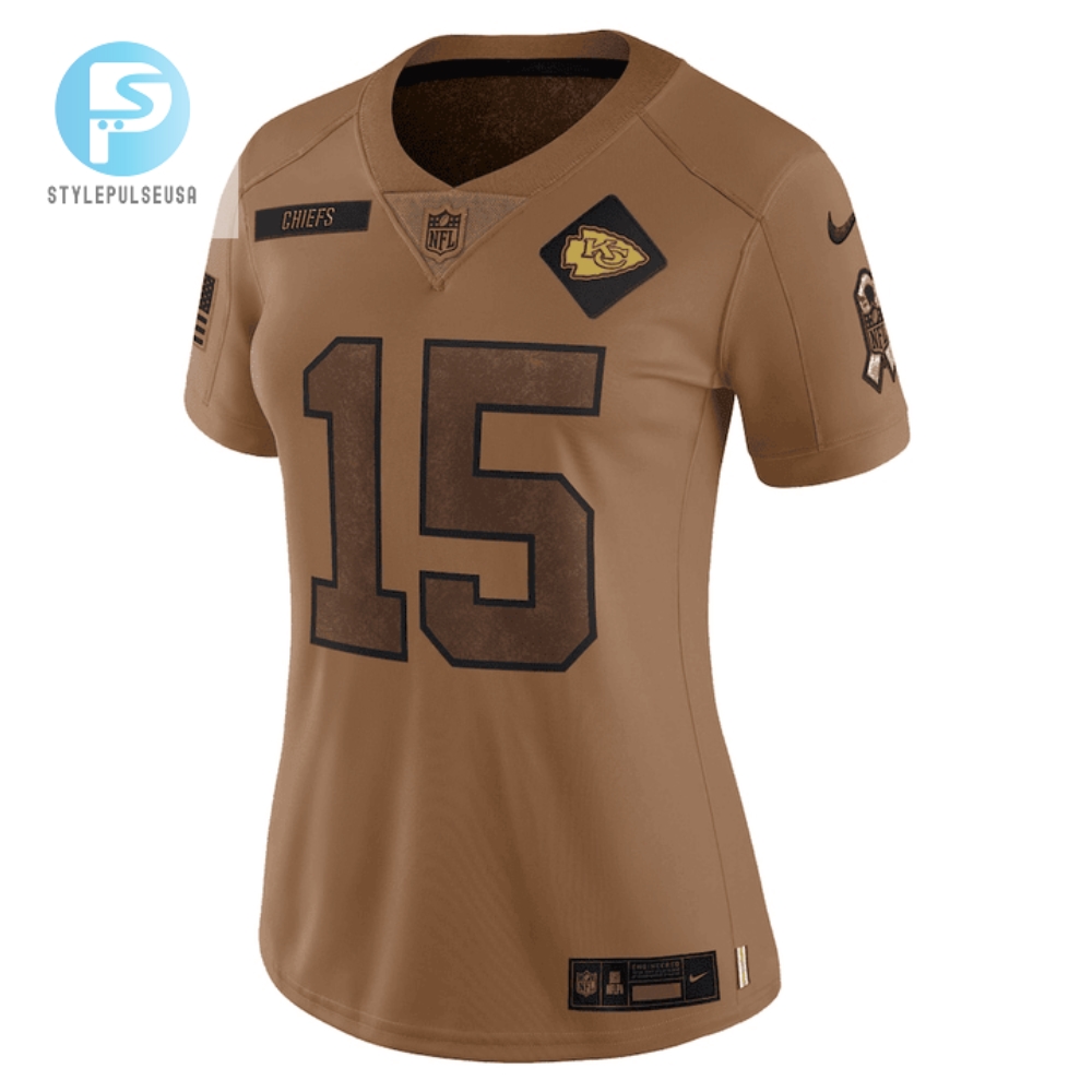 Patrick Mahomes 15 Kansas City Chiefs 2023 Salute To Service Limited Women Jersey  Brown 