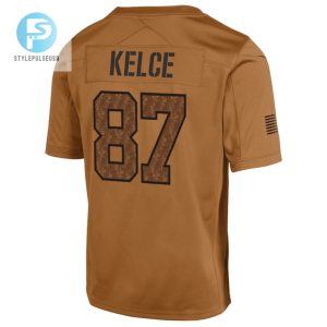 Travis Kelce 87 Kansas City Chiefs 2023 Salute To Service Limited Youth Jersey Brown stylepulseusa 1 2