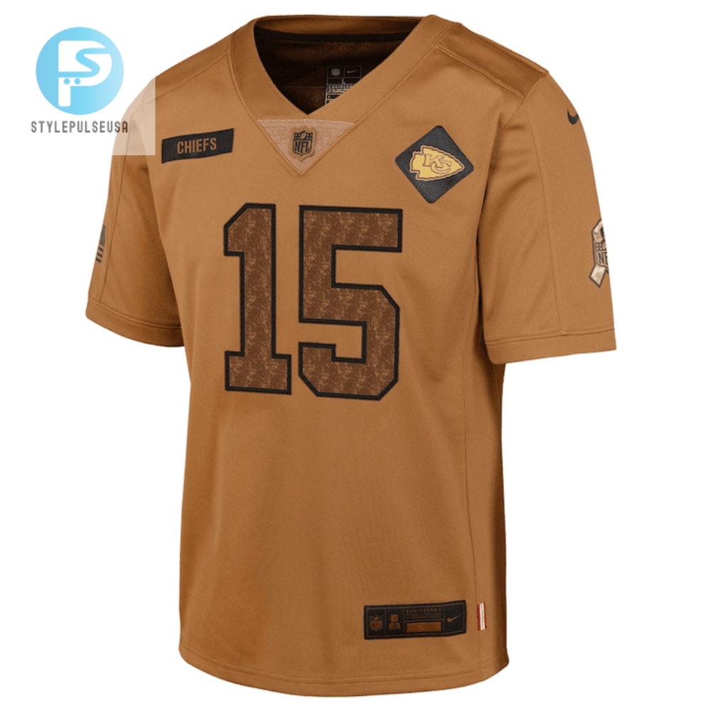Patrick Mahomes 15 Kansas City Chiefs 2023 Salute To Service Limited Youth Jersey  Brown 