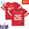 Deon Bush 26 Kansas City Chiefs Super Bowl Lviii Youth Home Game Jersey Red stylepulseusa 1