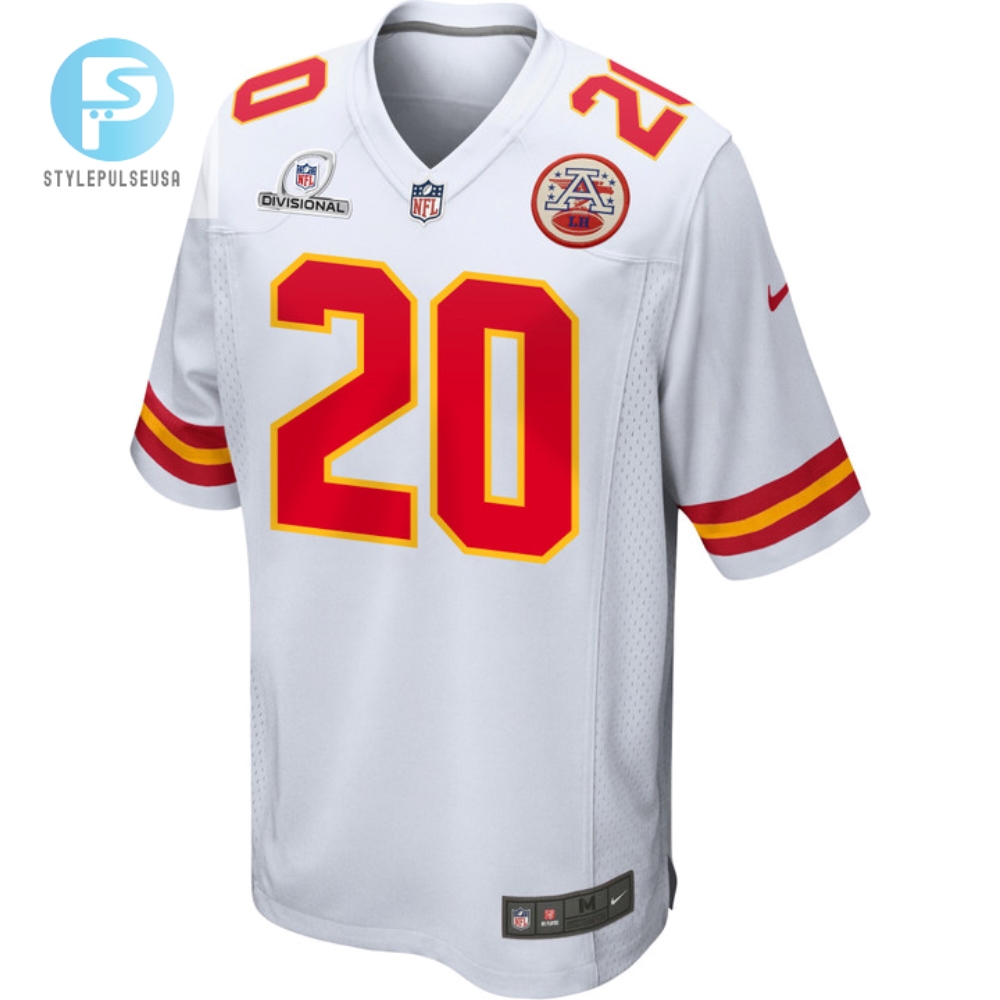 Justin Reid 20 Kansas City Chiefs 2024 Divisional Patch Game Men Jersey  White 
