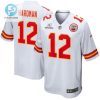 Mecole Hardman 12 Kansas City Chiefs 2024 Divisional Patch Game Men Jersey White stylepulseusa 1