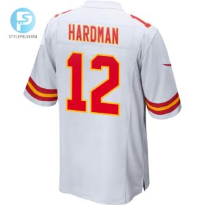 Mecole Hardman 12 Kansas City Chiefs 2024 Divisional Patch Game Men Jersey White stylepulseusa 1 2