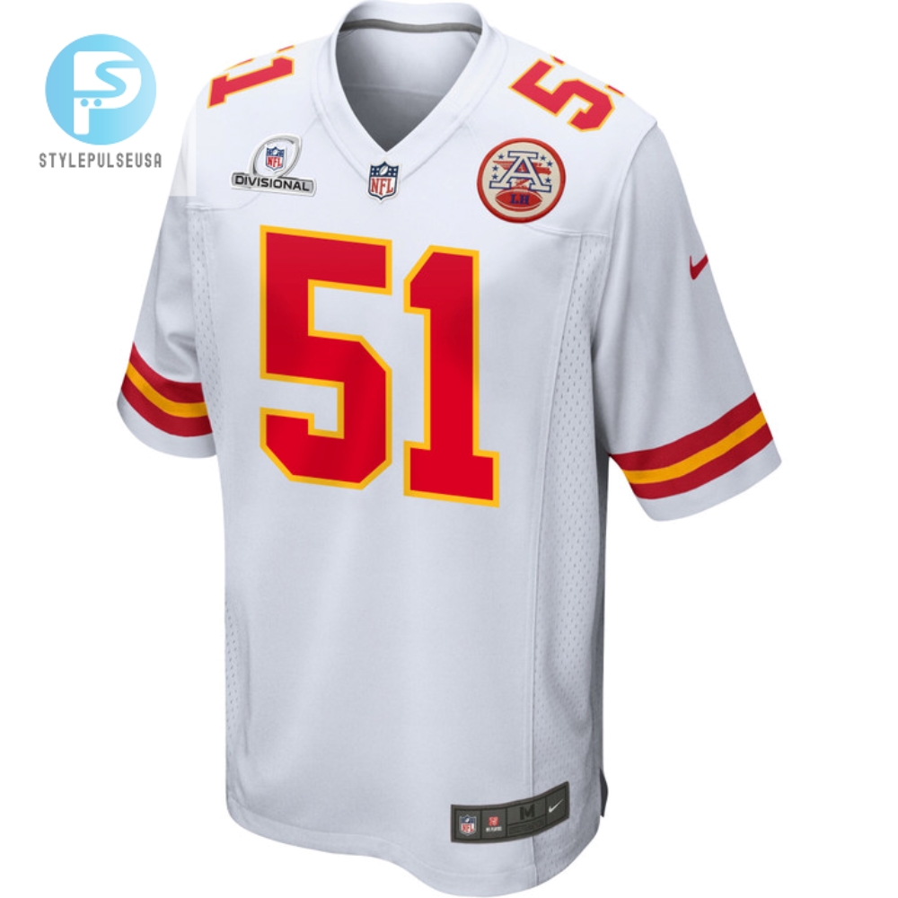Mike Danna 51 Kansas City Chiefs 2024 Divisional Patch Game Men Jersey  White 