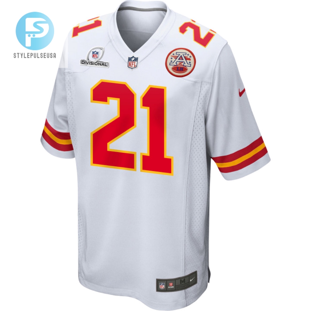 Mike Edwards 21 Kansas City Chiefs 2024 Divisional Patch Game Men Jersey  White 