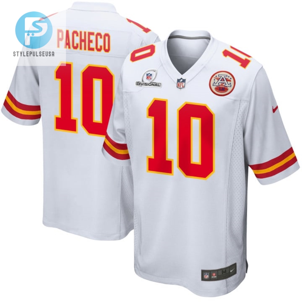 Isiah Pacheco 10 Kansas City Chiefs 2024 Divisional Patch Game Men Jersey White stylepulseusa 1