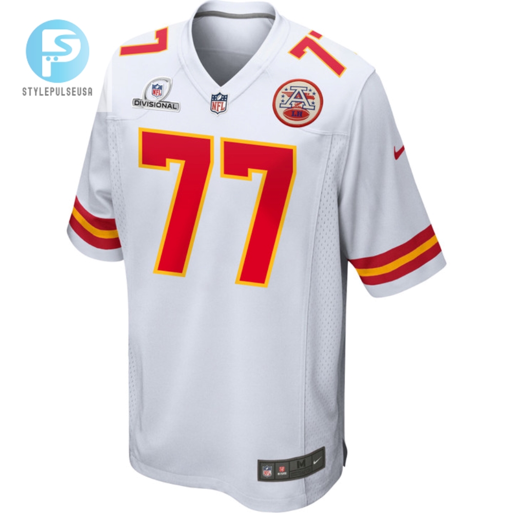 Lucas Niang 77 Kansas City Chiefs 2024 Divisional Patch Game Men Jersey  White 