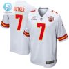 Harrison Butker 7 Kansas City Chiefs 2024 Divisional Patch Game Men Jersey White stylepulseusa 1