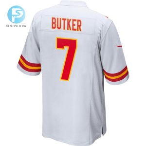 Harrison Butker 7 Kansas City Chiefs 2024 Divisional Patch Game Men Jersey White stylepulseusa 1 2