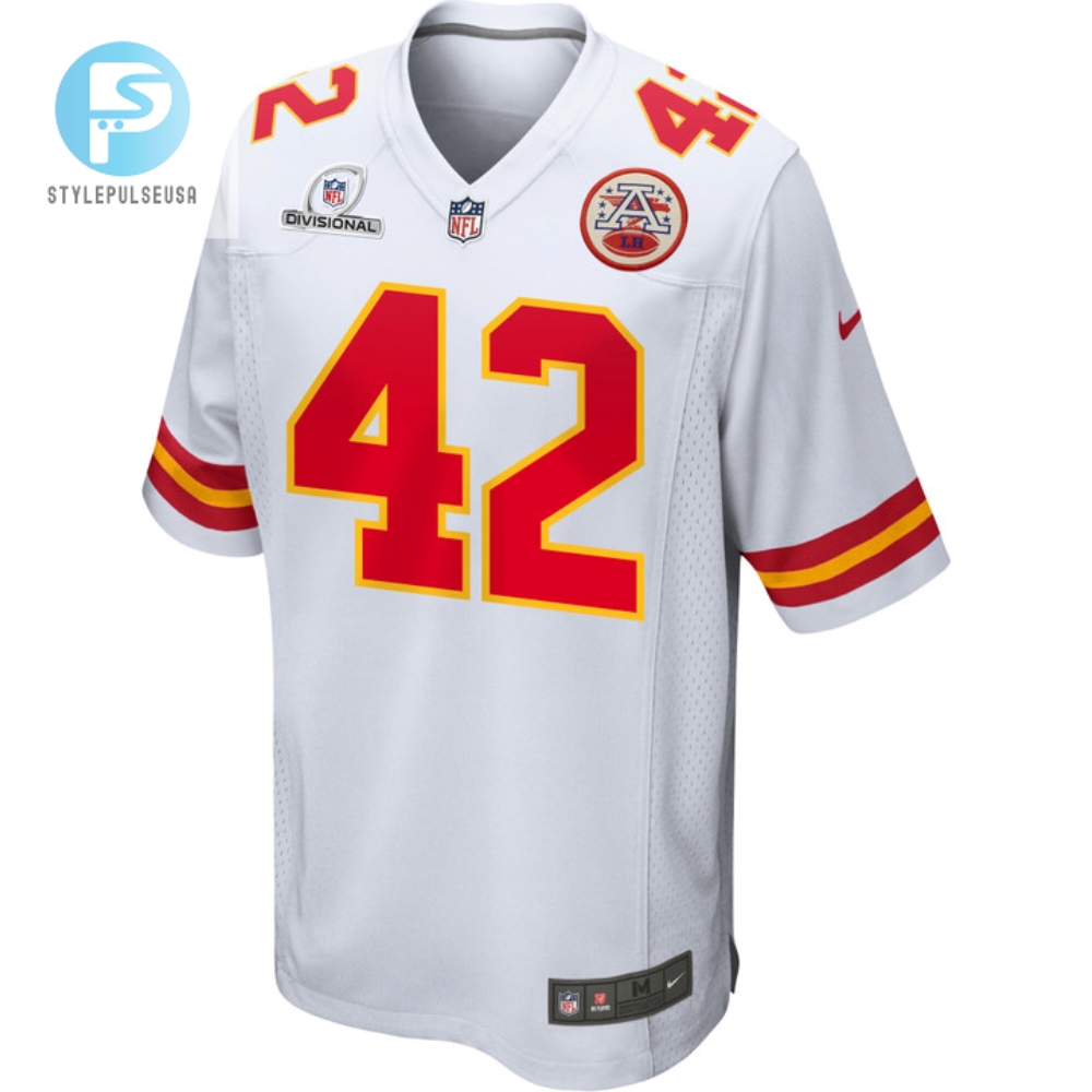 Tyree Gillespie 42 Kansas City Chiefs 2024 Divisional Patch Game Men Jersey  White 