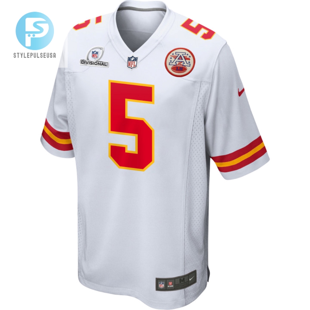 Tommy Townsend 5 Kansas City Chiefs 2024 Divisional Patch Game Men Jersey  White 